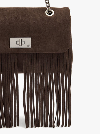 Shoulder Bag With Flap And Long Fringes