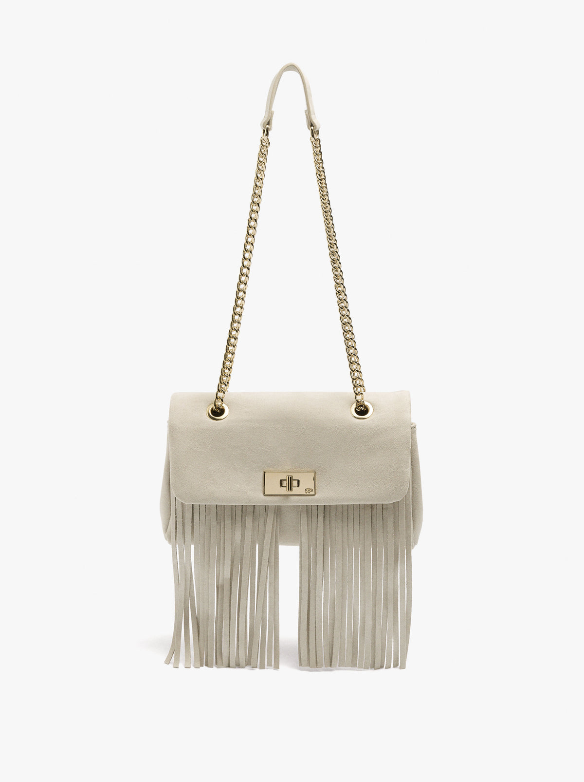 Shoulder Bag With Flap And Long Fringes