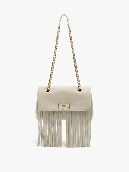 Shoulder Bag With Flap And Long Fringes