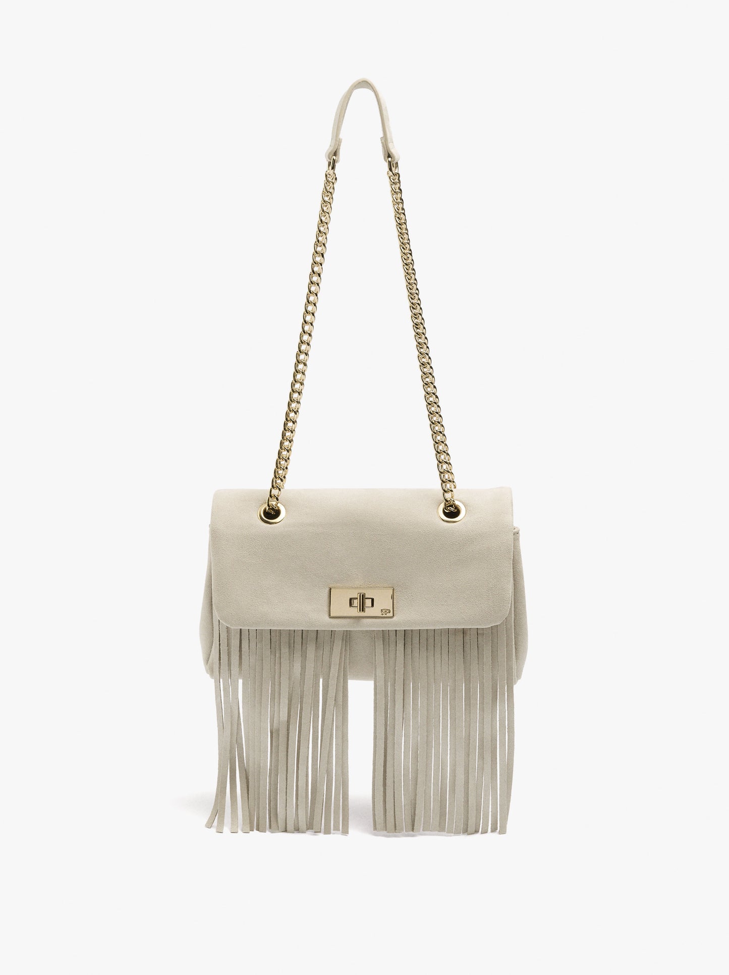 Shoulder Bag With Flap And Long Fringes