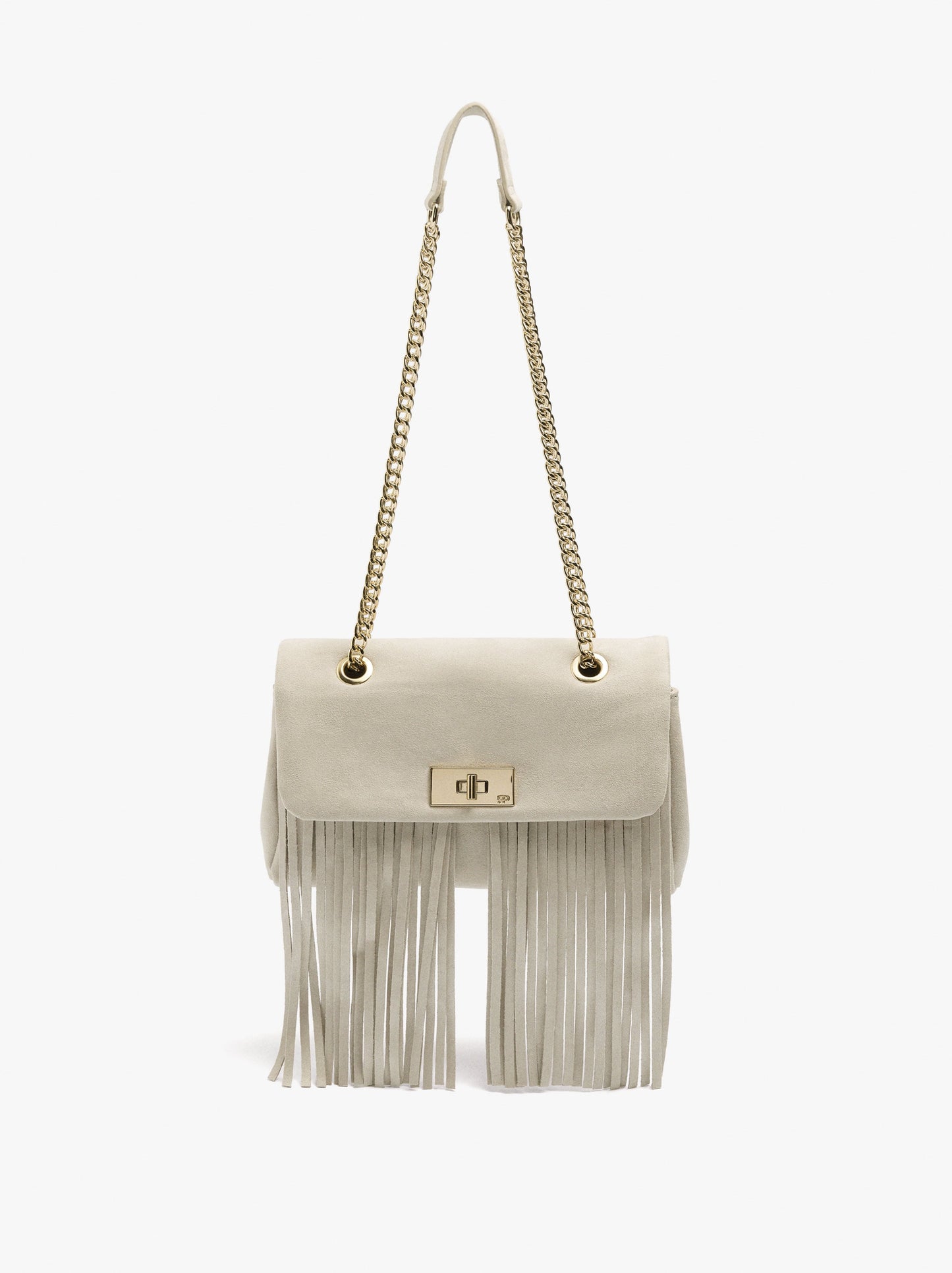 Shoulder Bag With Flap And Long Fringes