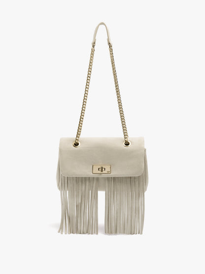 Shoulder Bag With Flap And Long Fringes