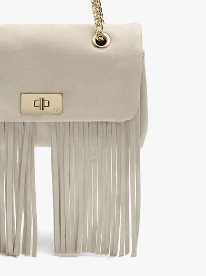 Shoulder Bag With Flap And Long Fringes