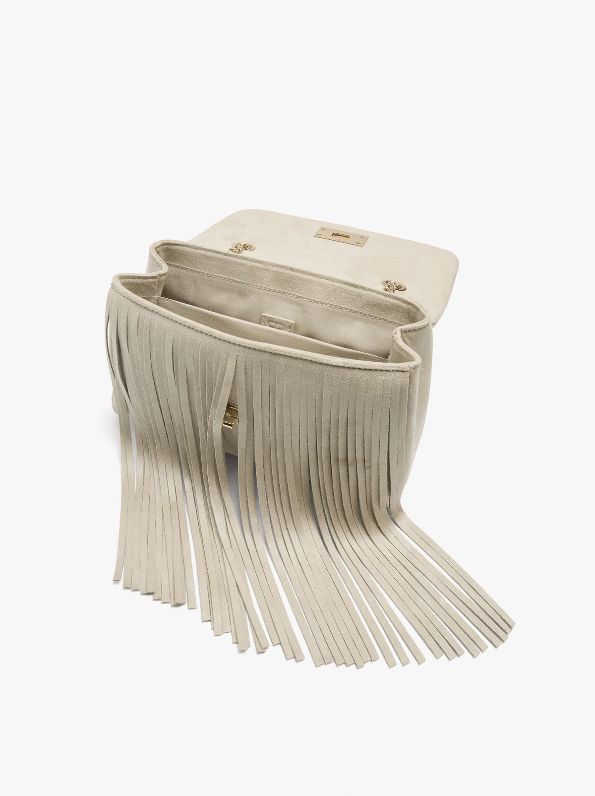 Shoulder Bag With Flap And Long Fringes