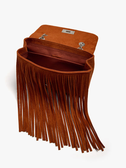 Shoulder Bag With Flap And Long Fringes