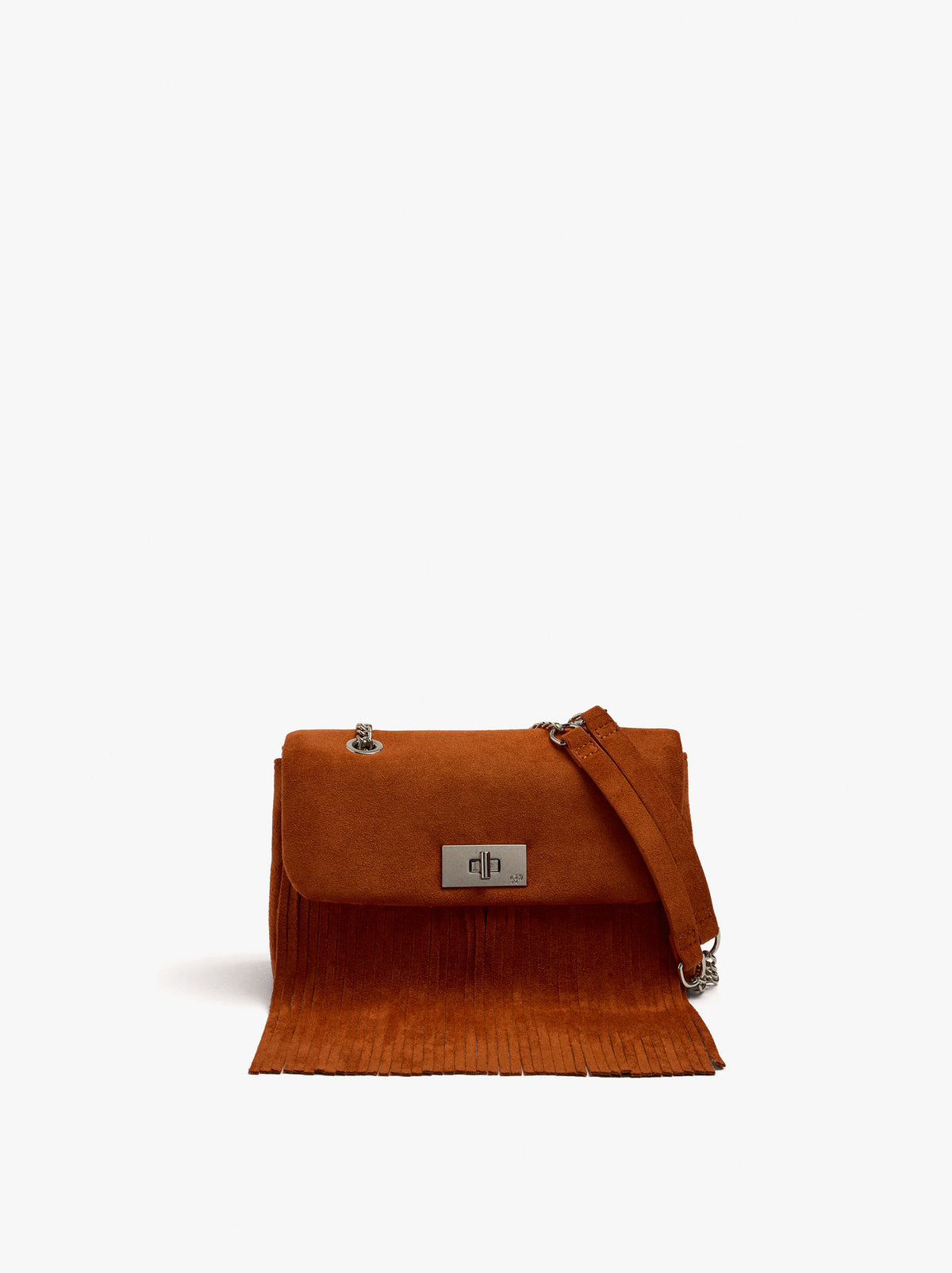 Shoulder Bag With Flap And Long Fringes