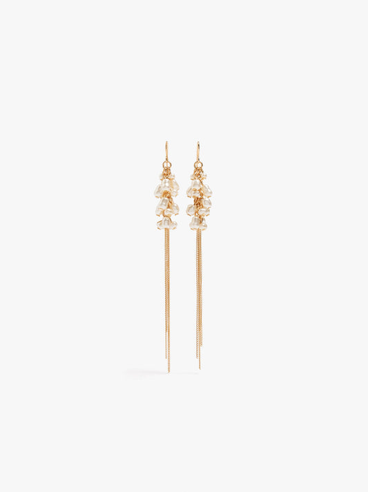 Long Earrings With Pearls And Fringes