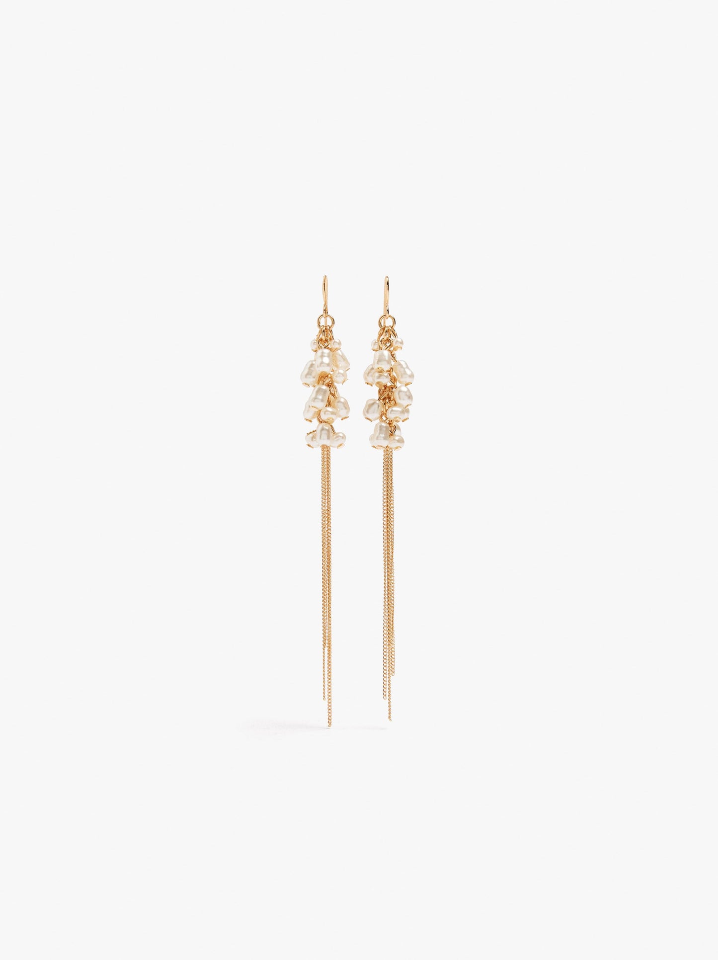 Long Earrings With Pearls And Fringes