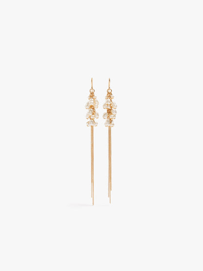 Long Earrings With Pearls And Fringes