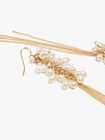 Long Earrings With Pearls And Fringes