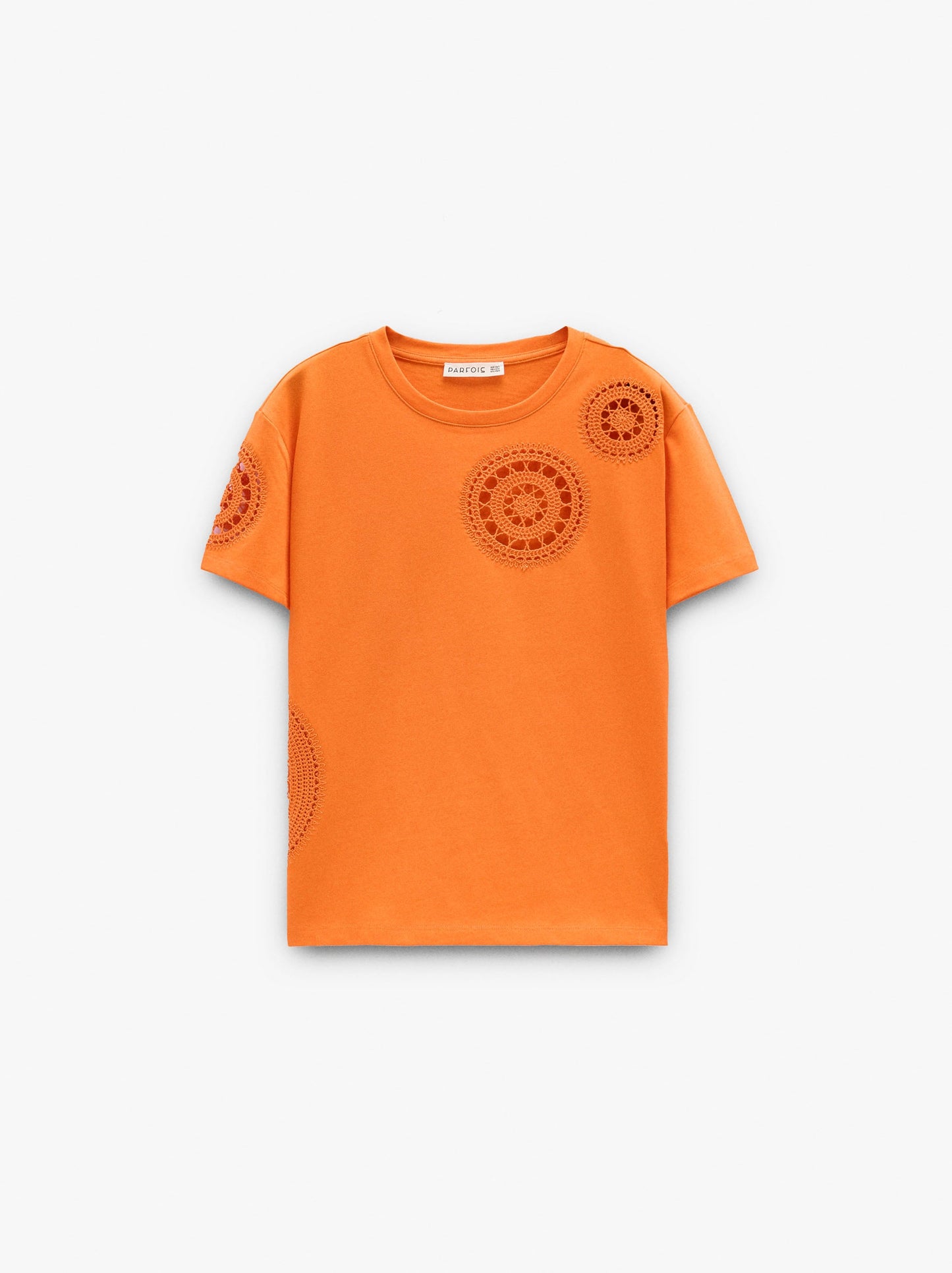 100% Cotton T-Shirt With Crochet Details