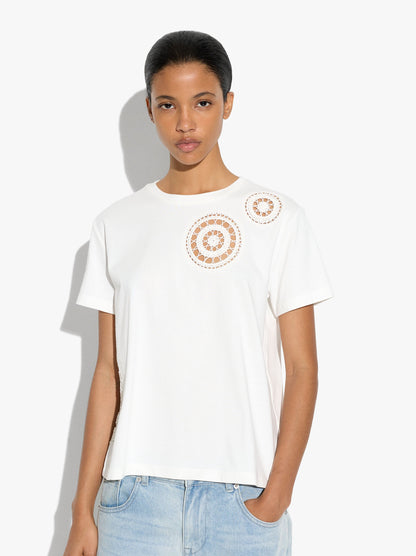 100% Cotton T-Shirt With Crochet Details