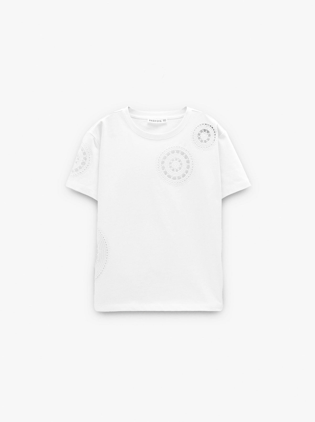 100% Cotton T-Shirt With Crochet Details