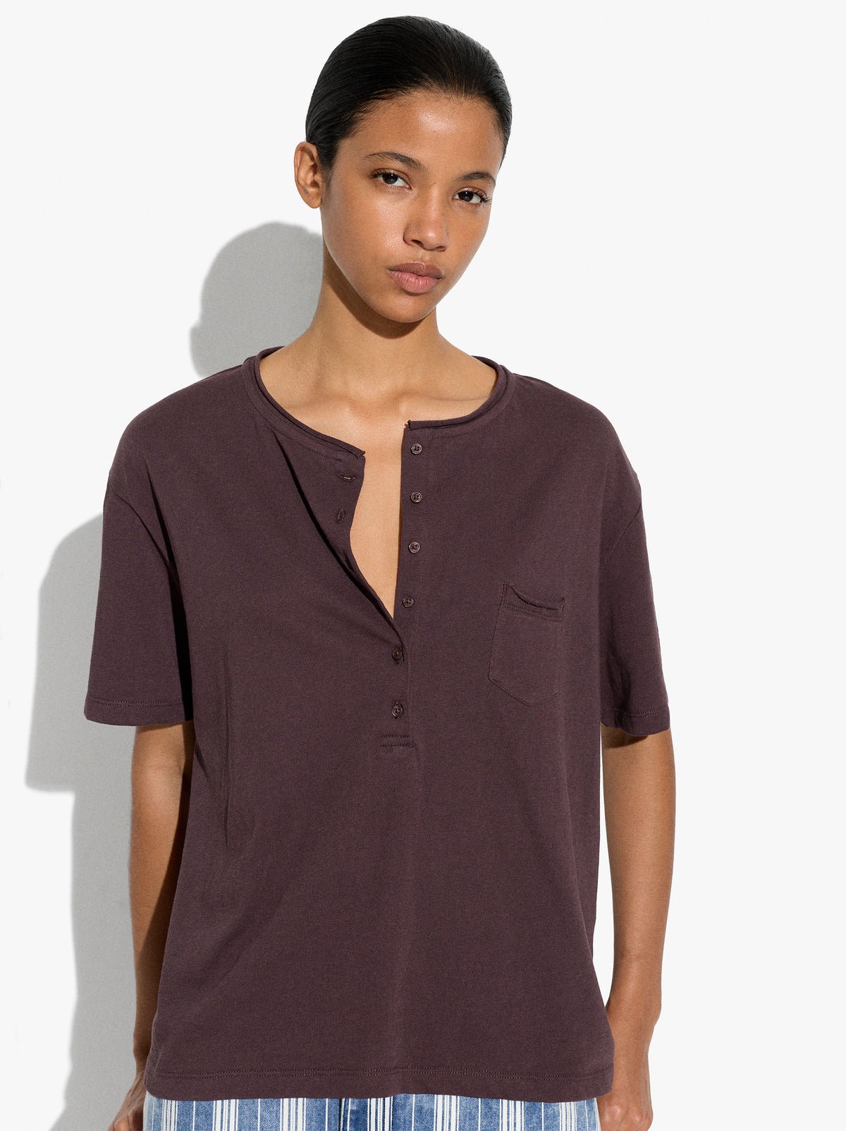 T-Shirt With Buttons And Pocket