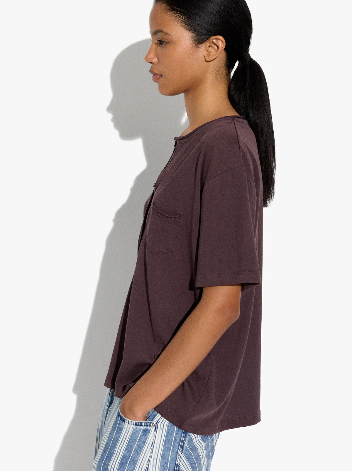 T-Shirt With Buttons And Pocket