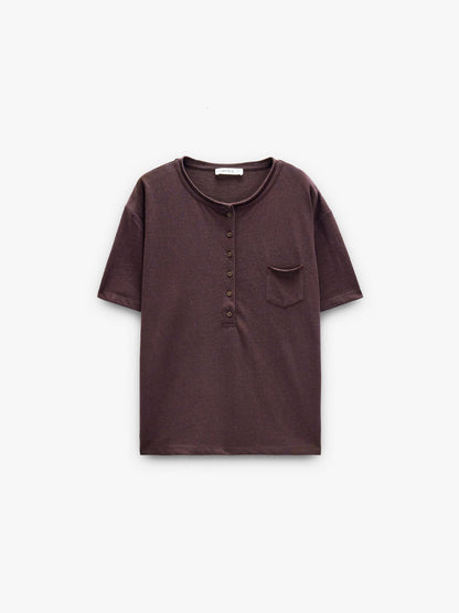 T-Shirt With Buttons And Pocket
