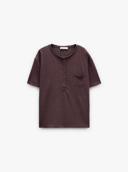 T-Shirt With Buttons And Pocket