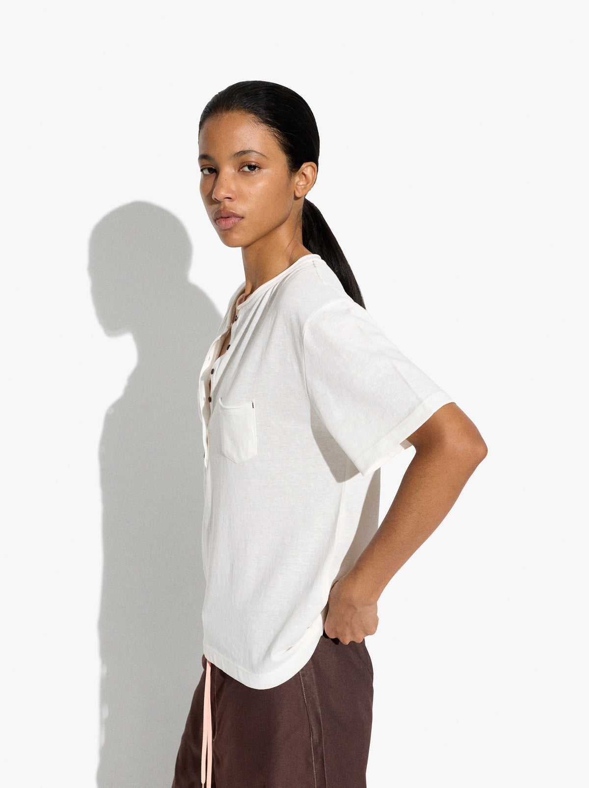 T-Shirt With Buttons And Pocket