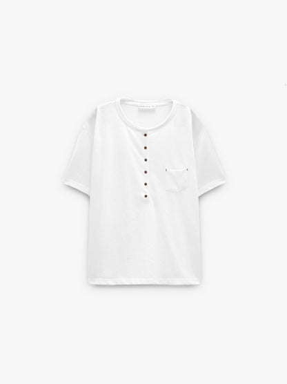T-Shirt With Buttons And Pocket