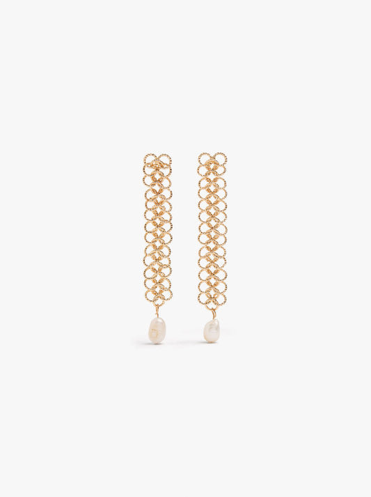 Earrings Hoops Intertwined With Freshwater Pearls