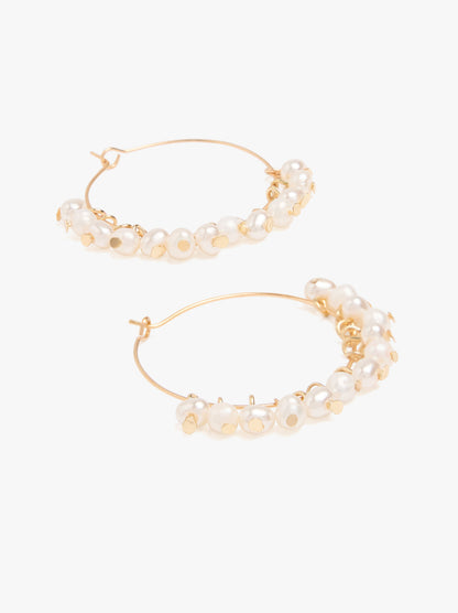 Thin Hoop Earrings With Pearls
