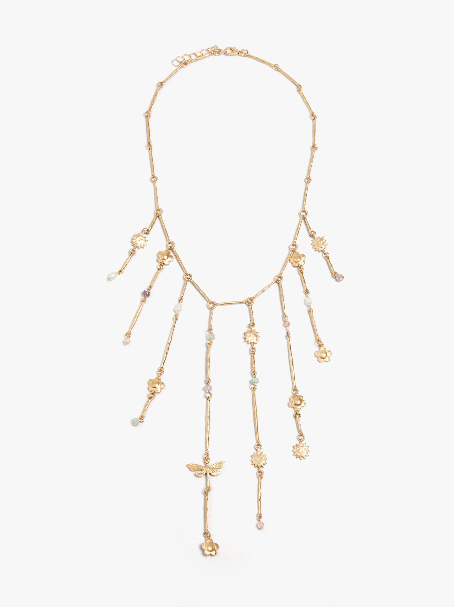 Bars Necklace With Pearls And Stones