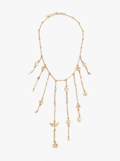 Bars Necklace With Pearls And Stones