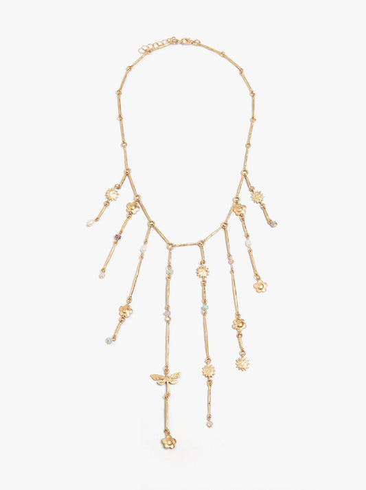 Bars Necklace With Pearls And Stones