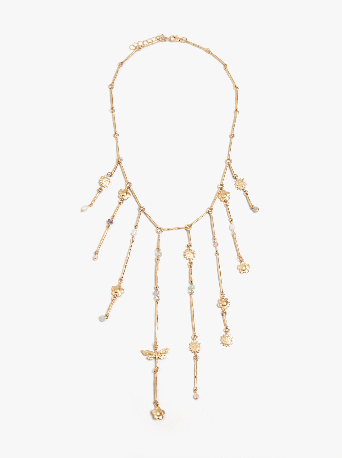 Bars Necklace With Pearls And Stones
