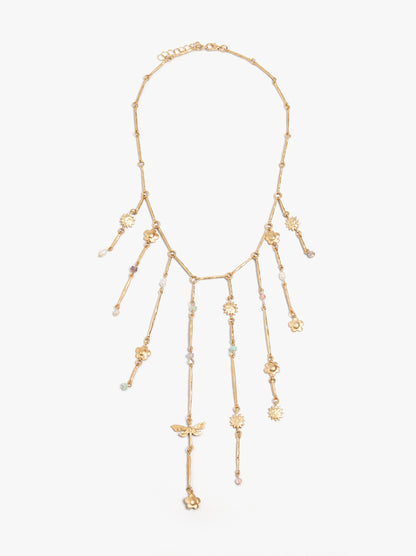 Bars Necklace With Pearls And Stones