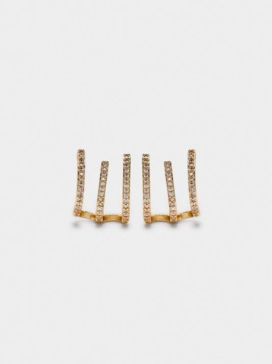 Triple Effect Earrings With Zirconia
