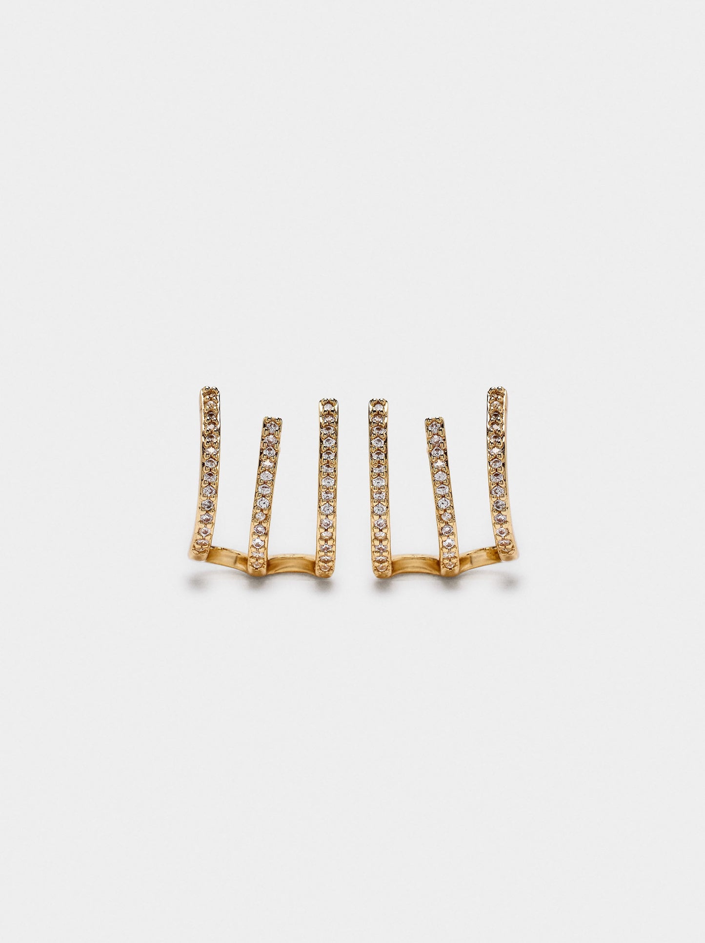 Triple Effect Earrings With Zirconia