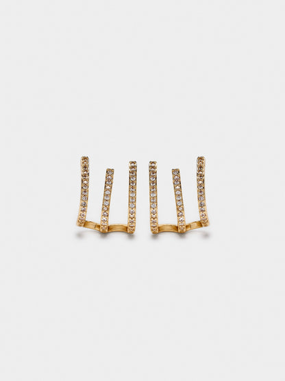 Triple Effect Earrings With Zirconia