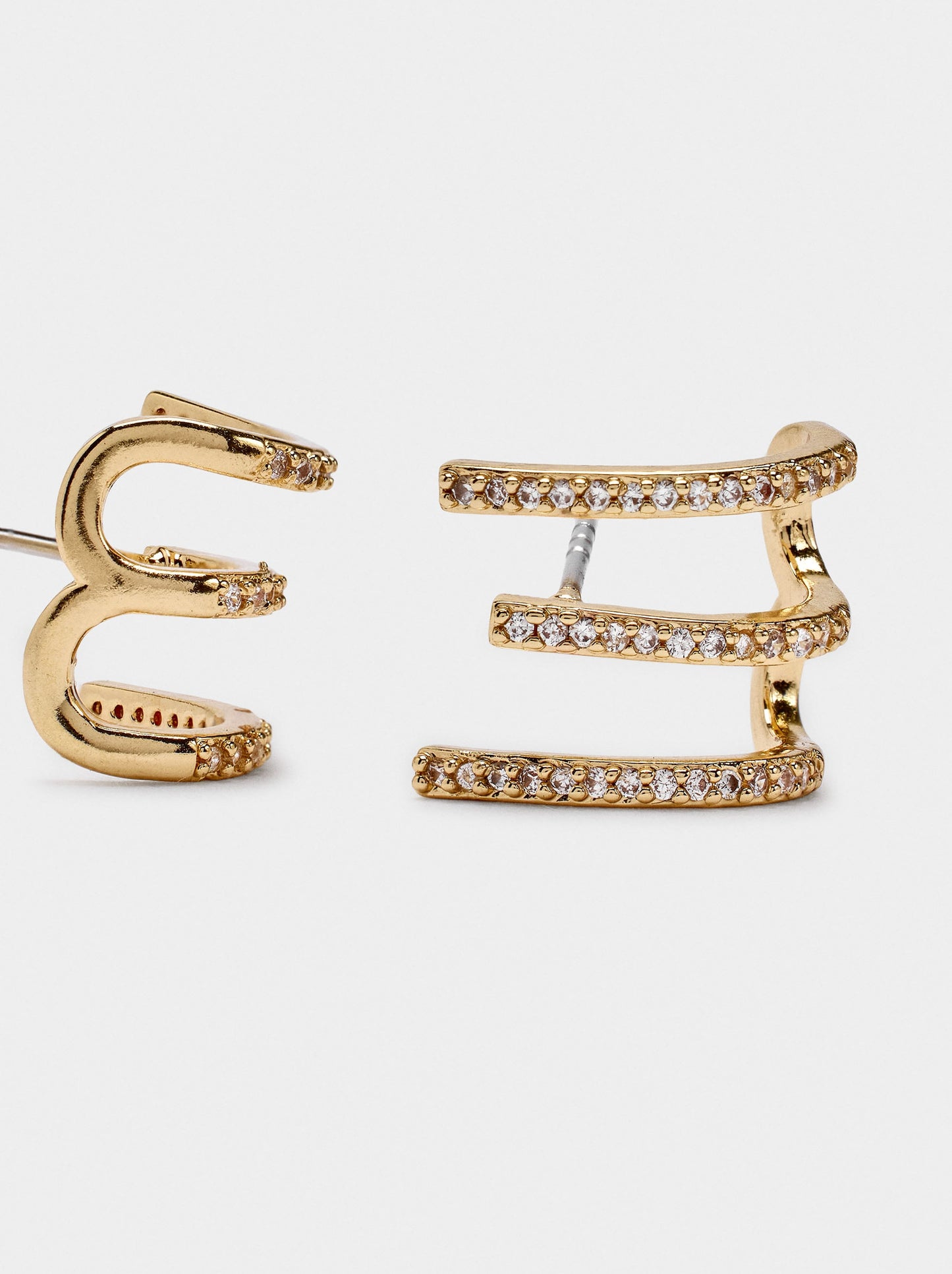 Triple Effect Earrings With Zirconia