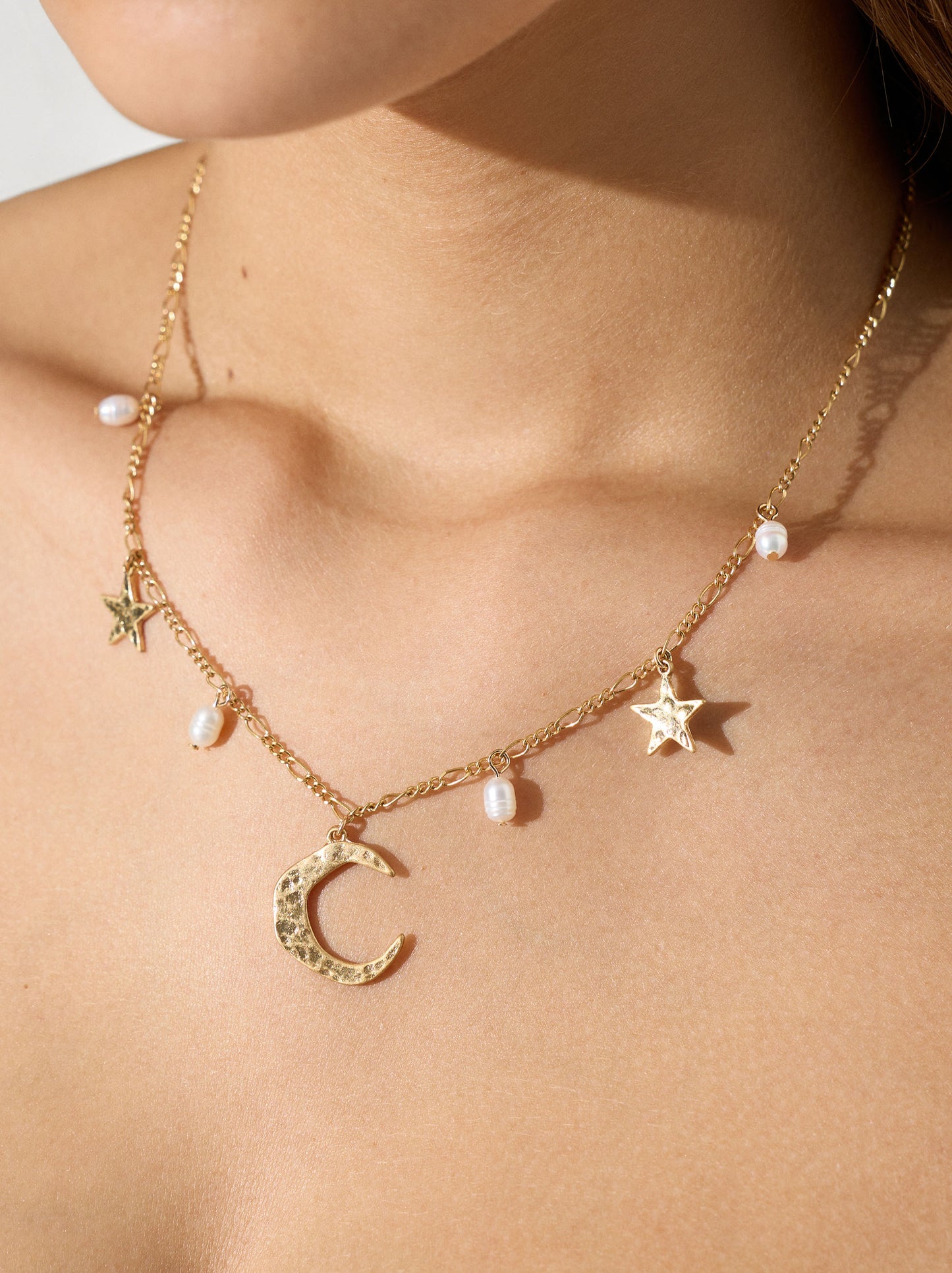 Necklace Moon And Stars With Freshwater Pearls