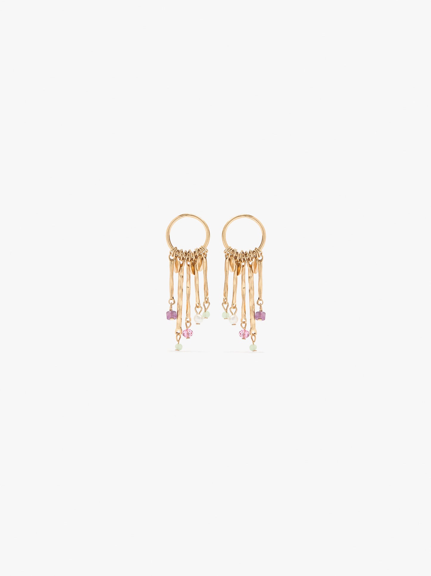 Earrings Of Bars With Stones And Pearl