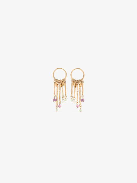 Earrings Of Bars With Stones And Pearl