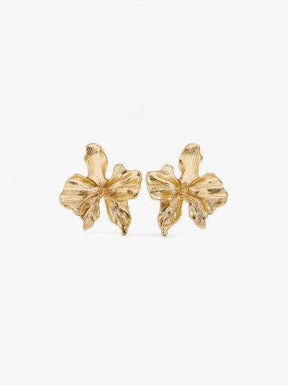 Flower Earrings With Embossed Detail