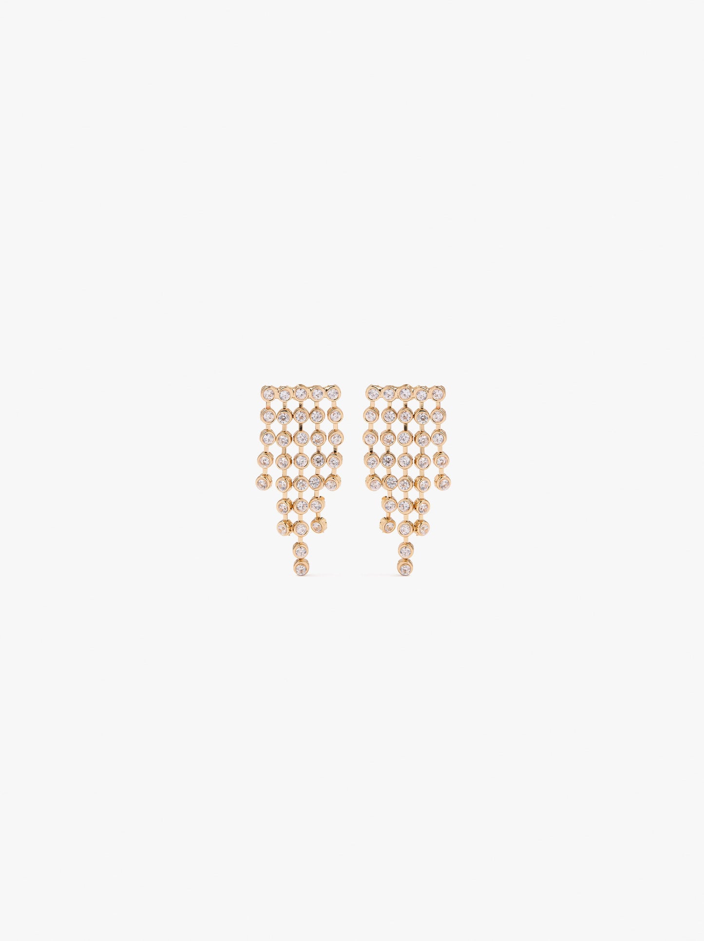 Long Cascade-Effect Earrings With Cubic Zirconias