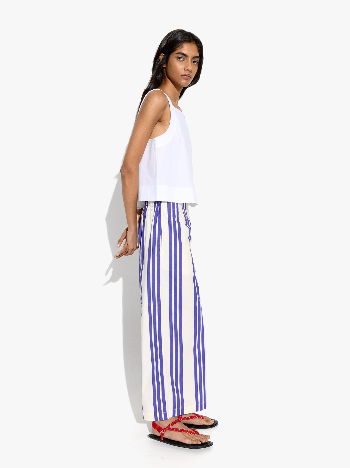 Trousers With Elastic Waist With Stripes 100% Cotton