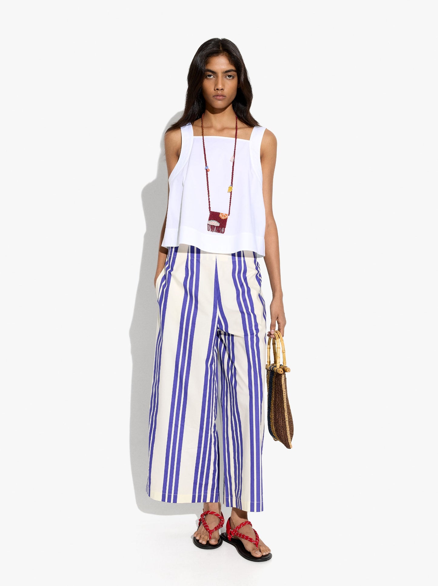 Trousers With Elastic Waist With Stripes 100% Cotton