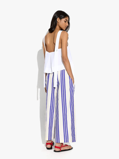Trousers With Elastic Waist With Stripes 100% Cotton
