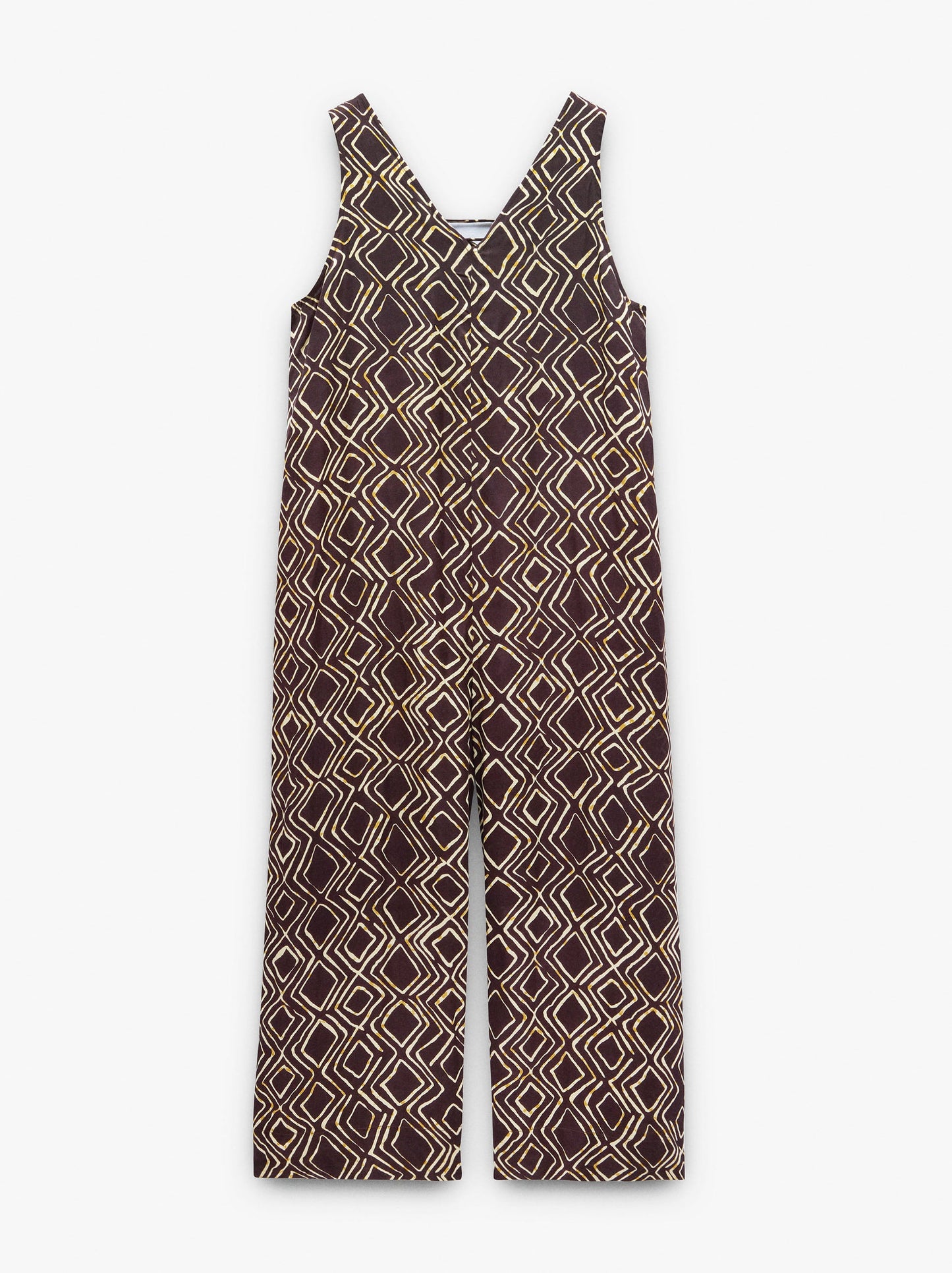 Flowing Diamond-Print Jumpsuit