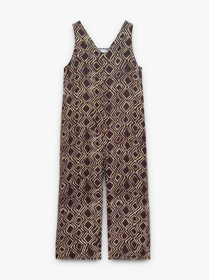 Flowing Diamond-Print Jumpsuit