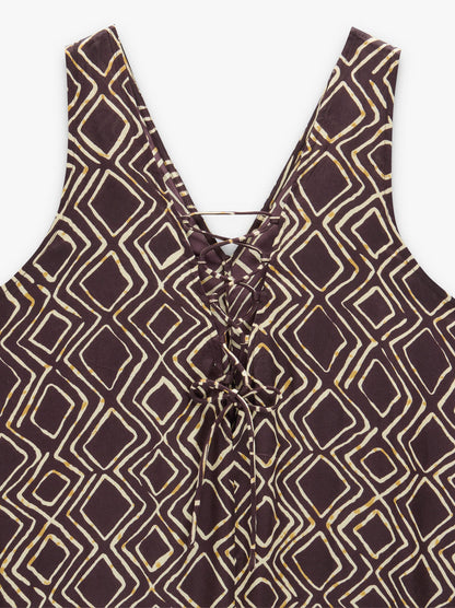 Flowing Diamond-Print Jumpsuit