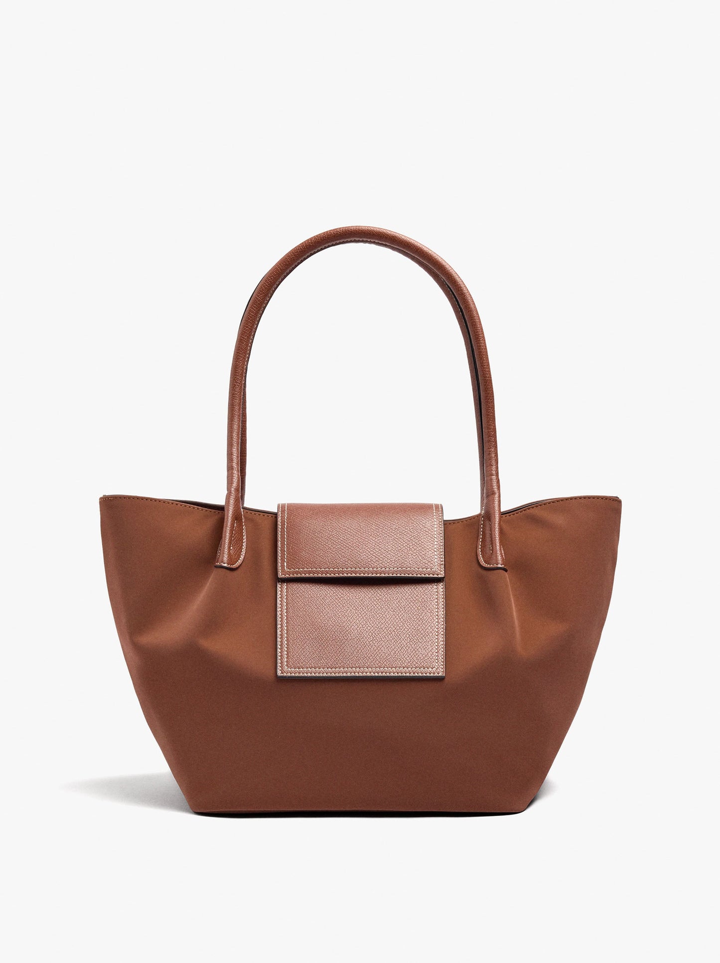 Shopper Bag With Soft Texture With Flap