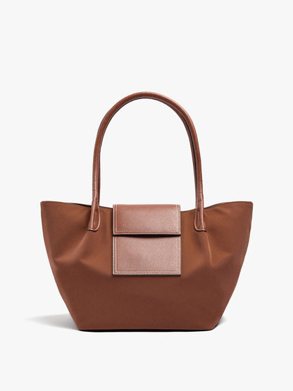 Shopper Bag With Soft Texture With Flap