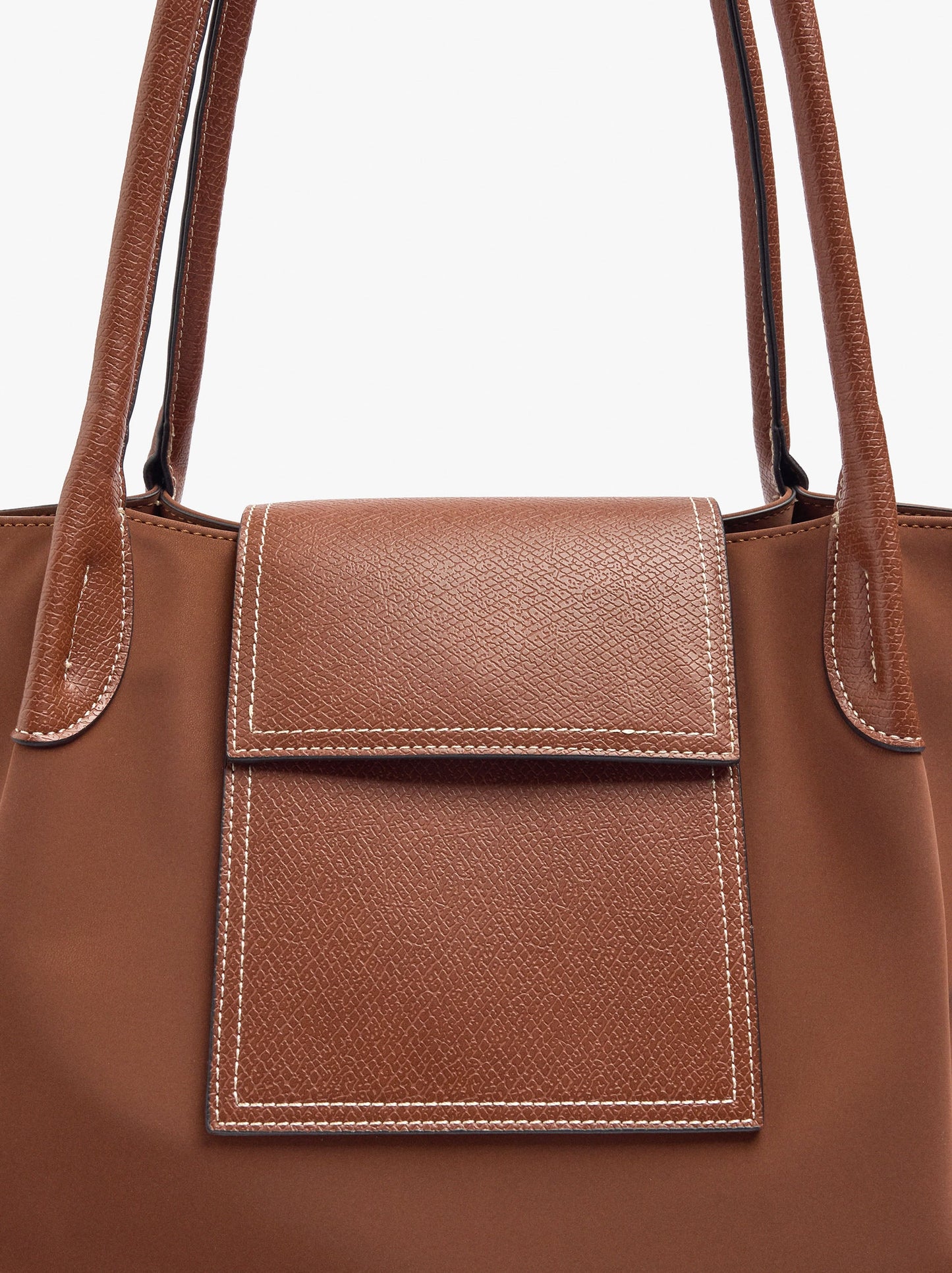 Shopper Bag With Soft Texture With Flap