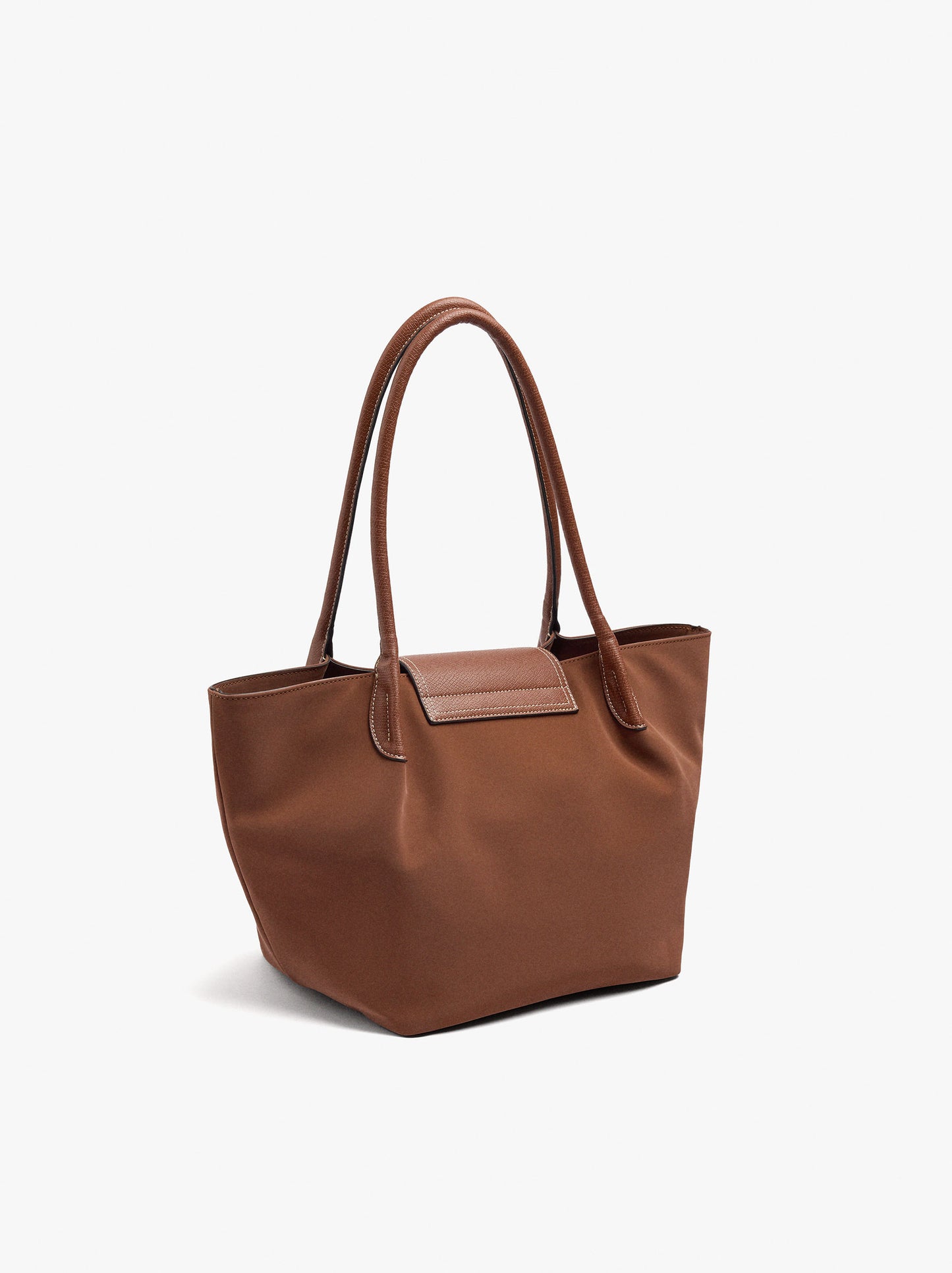 Shopper Bag With Soft Texture With Flap