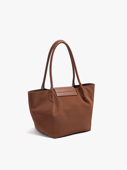 Shopper Bag With Soft Texture With Flap